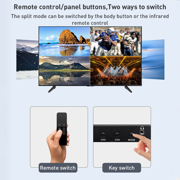 Measy MV4341 4K 30Hz 4 In 1 Out HDMI Quad Screen Splitter, Plug Type: US Plug (Black) - HoMEdemic™ 