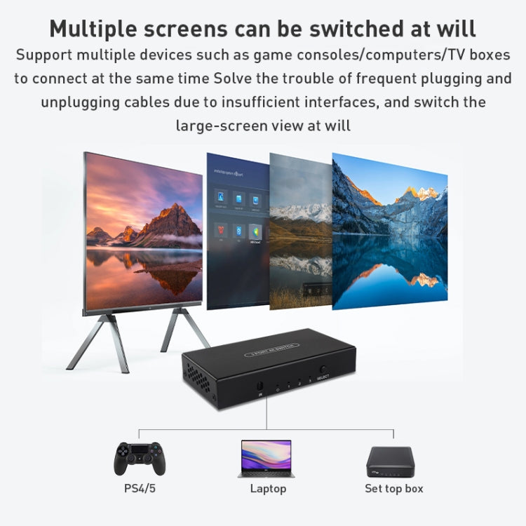 Measy SWH4631 4K 60Hz 3 In 1 Out HDMI Converter Switcher, Plug Type: EU Plug (Black) - HoMEdemic™ 