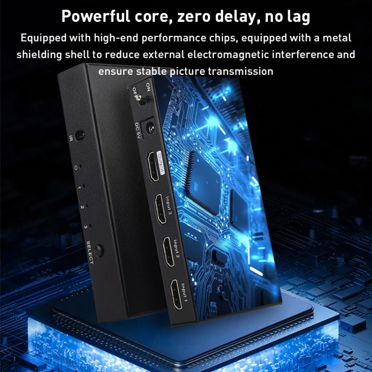 Measy SWH4631 4K 60Hz 3 In 1 Out HDMI Converter Switcher, Plug Type: EU Plug (Black) - HoMEdemic™ 
