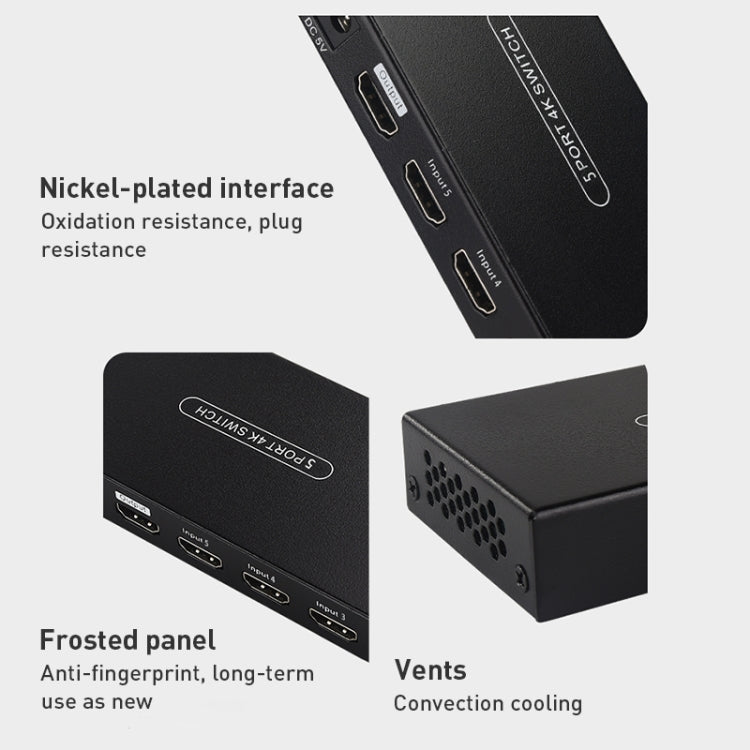 Measy SWH4631 4K 60Hz 3 In 1 Out HDMI Converter Switcher, Plug Type: US Plug (Black) - HoMEdemic™ 