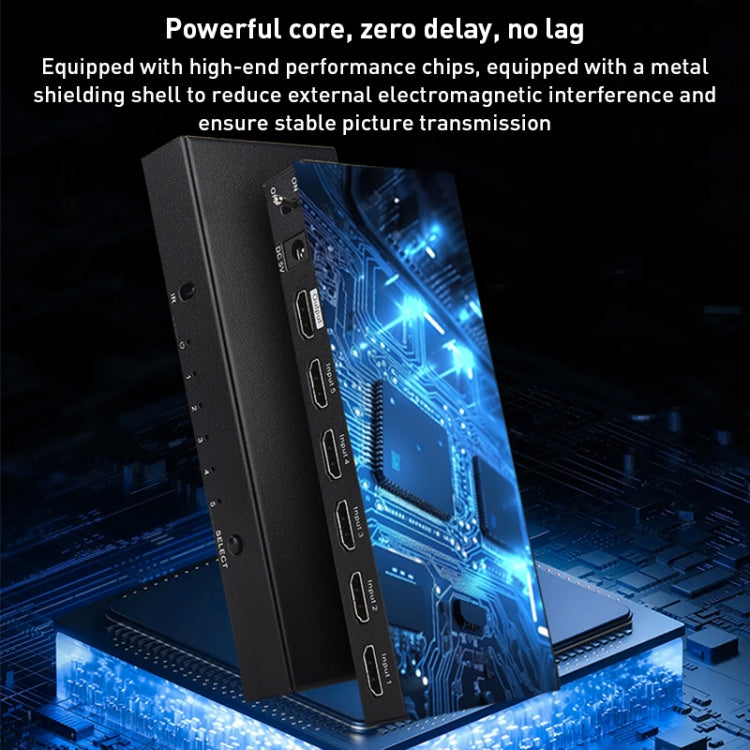 Measy SWH4651 4K 60Hz 5 In 1 Out HDMI Converter Switcher, Plug Type: EU Plug (Black) - HoMEdemic™ 