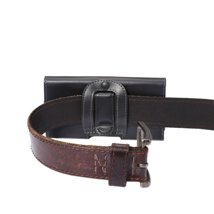 Men Glossy Texture Portable Mobile Phone Back Buckle Transverse Sleeve Waist Pack Leather Case for 6.3 Inch or Below Smartphones - HoMEdemic™ 