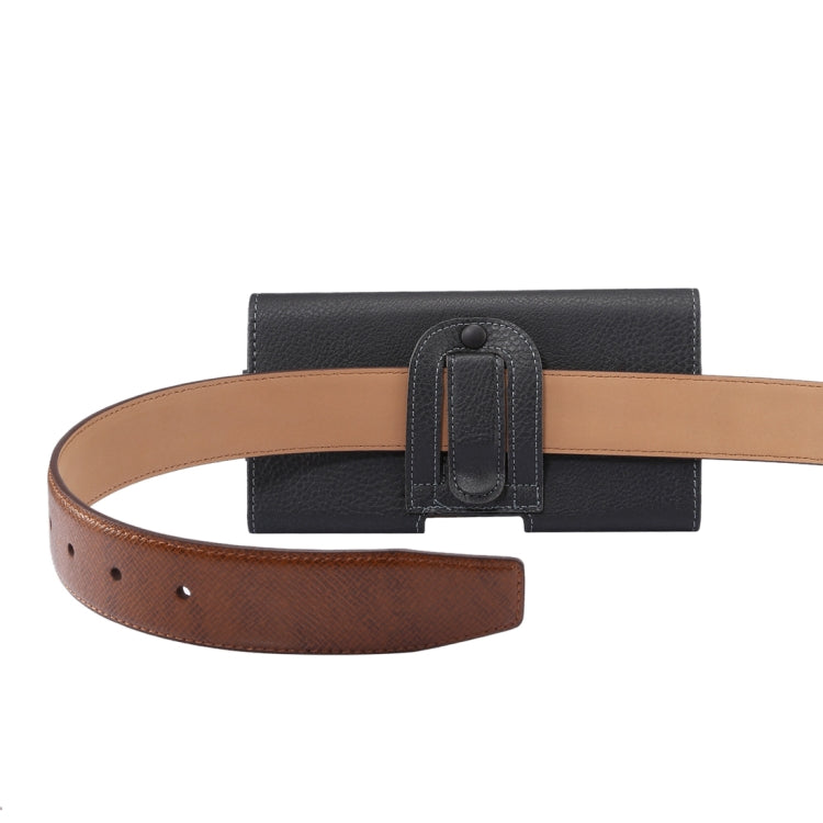 Men Litchi Texture Portable Mobile Phone Back Buckle Transverse Sleeve Waist Pack Leather Case for 6.3 Inch or Below Smartphones - HoMEdemic™ 