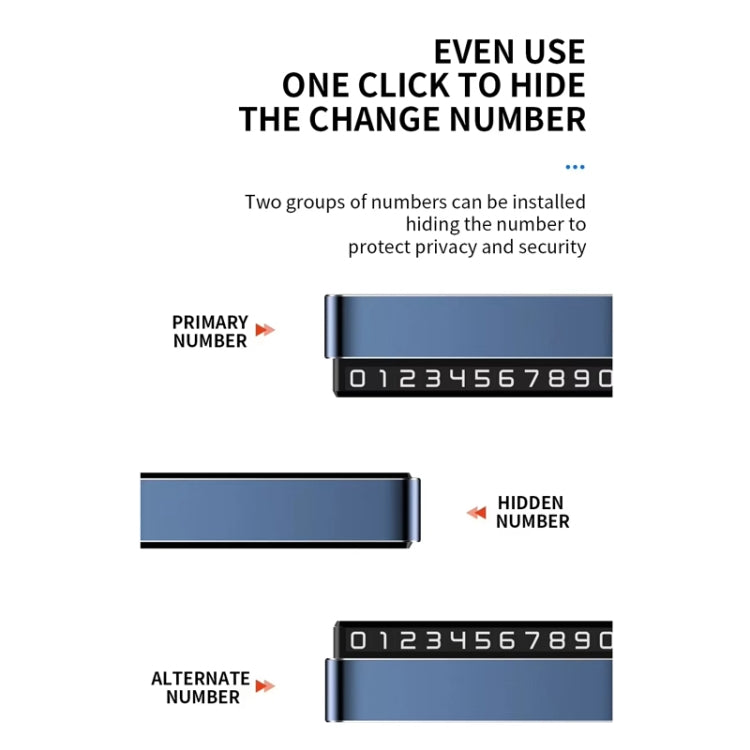 Metal Hidden Temporary Parking Number Plate Ornaments, Color: Dual Number Silver - HoMEdemic™ 