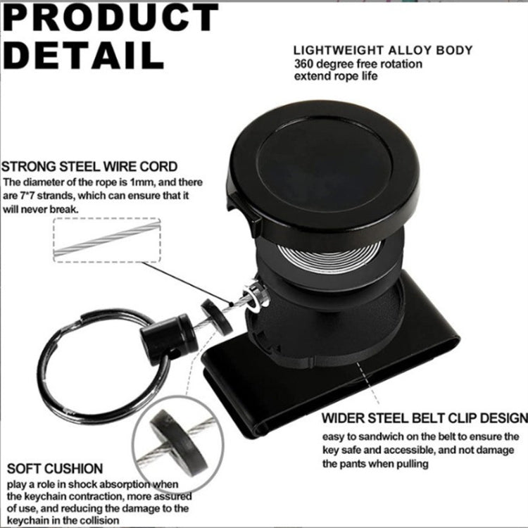 Metal Material 360 Degree Rotatable Heavy Duty Retractable Keychain with Belt Clip - HoMEdemic™ 