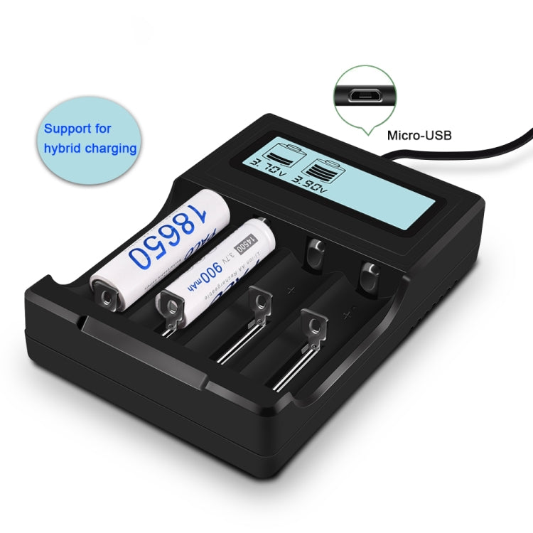 Micro USB 4 Slot Battery Charger for 3.7V Lithium-ion Battery, with LCD Display - HoMEdemic™ 