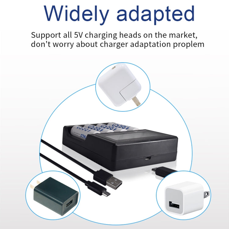 Micro USB 4 Slot Battery Charger for 3.7V Lithium-ion Battery, with LCD Display - HoMEdemic™ 
