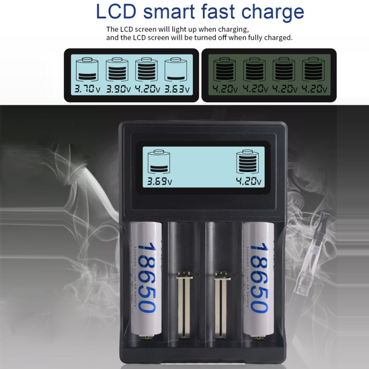 Micro USB 4 Slot Battery Charger for 3.7V Lithium-ion Battery, with LCD Display - HoMEdemic™ 