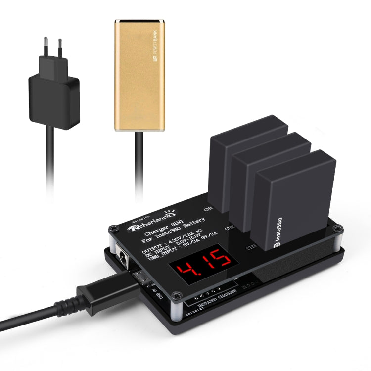 Micro USB Triple Battery Charger for Insta360 ONE X Panoramic Camera(Eu Plug) - HoMEdemic™ 
