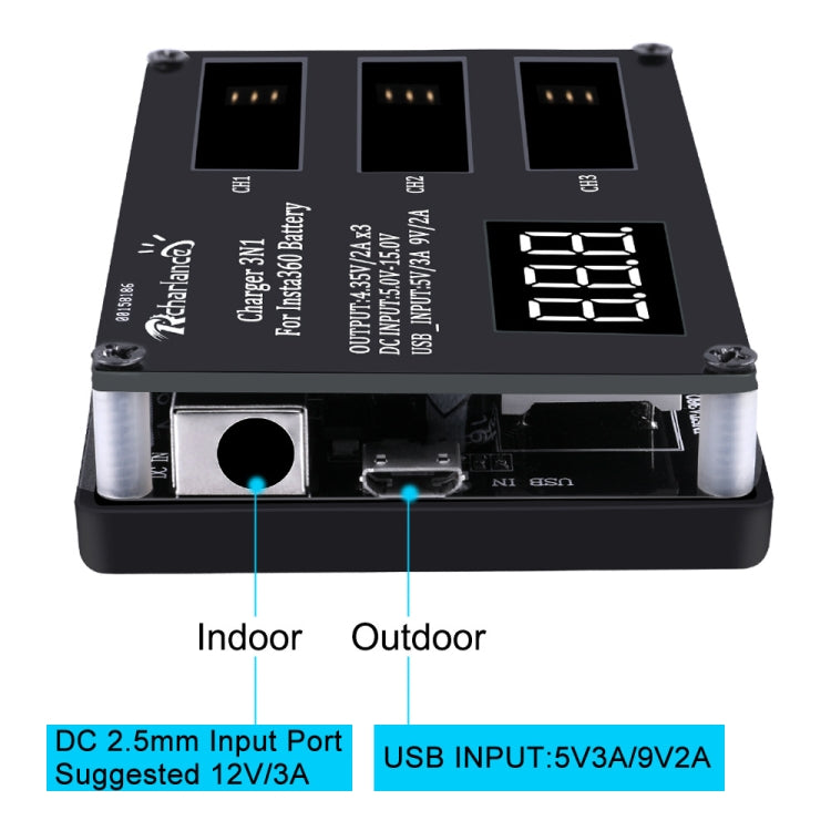 Micro USB Triple Battery Charger for Insta360 ONE X Panoramic Camera(Eu Plug) - HoMEdemic™ 