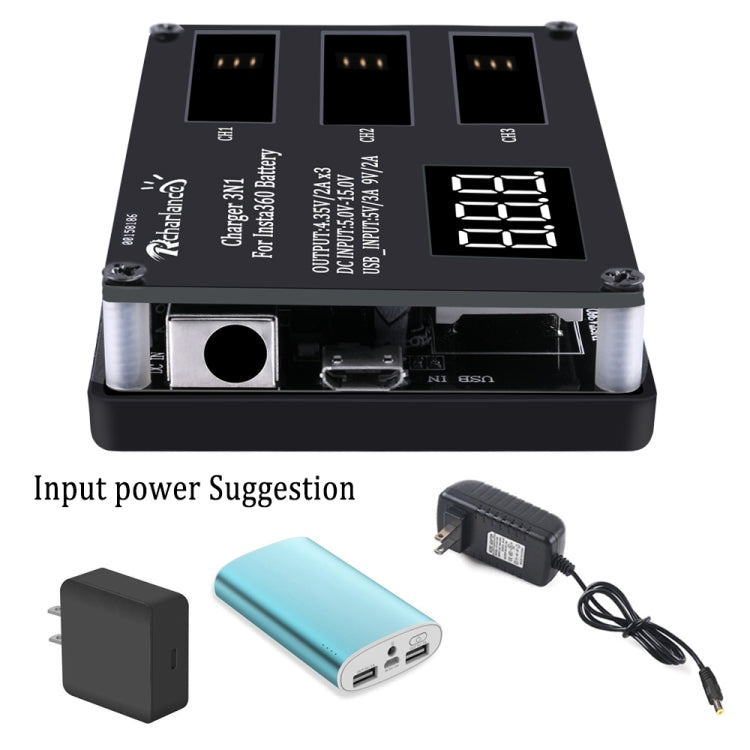 Micro USB Triple Battery Charger for Insta360 ONE X Panoramic Camera(Eu Plug) - HoMEdemic™ 