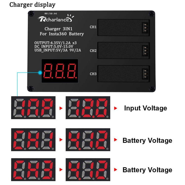 Micro USB Triple Battery Charger for Insta360 ONE X Panoramic Camera(Eu Plug) - HoMEdemic™ 