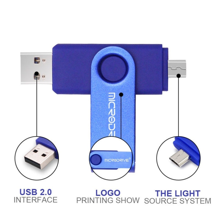 MicroDrive 128GB USB 2.0 Phone and Computer Dual-use Rotary OTG Metal U Disk, 128GB - HoMEdemic™ 
