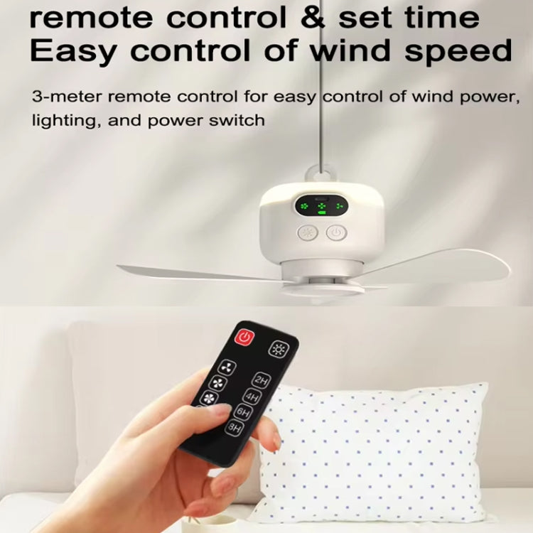 Mini Ceiling Fan Portable Camping Fan With Light &  Remote Built In 8000mAh Battery(White) - HoMEdemic™ 