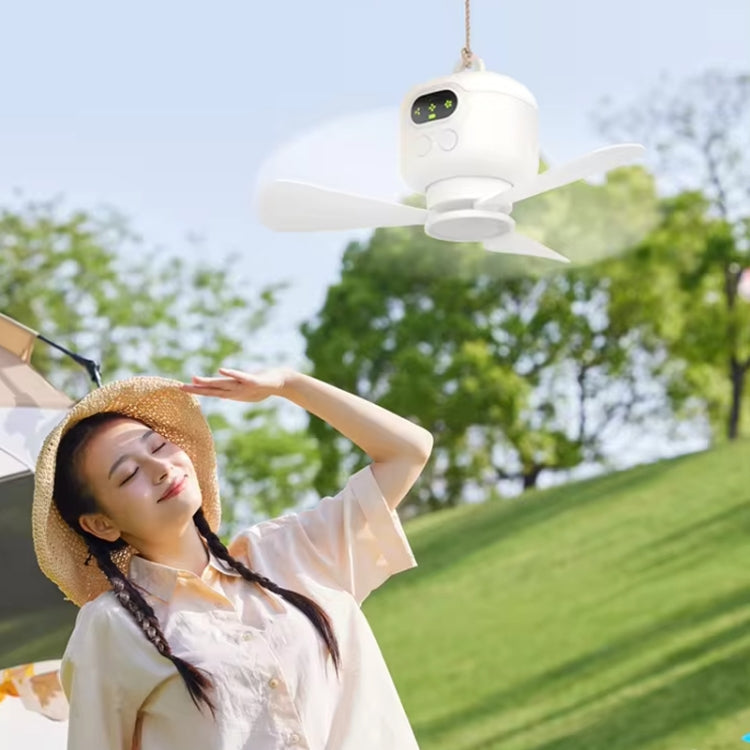 Mini Ceiling Fan Portable Camping Fan With Light &  Remote Built In 8000mAh Battery(White) - HoMEdemic™ 