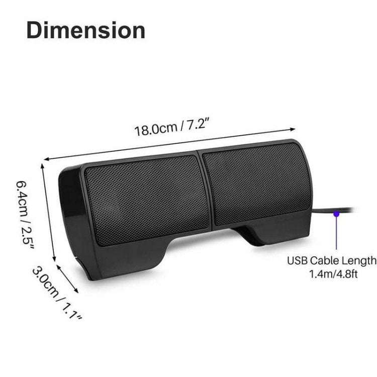 Mini Clip-On USB Stereo Speaker Soundbar for Notebook Laptop PC Desktop Tablet(Black) - HoMEdemic™ 