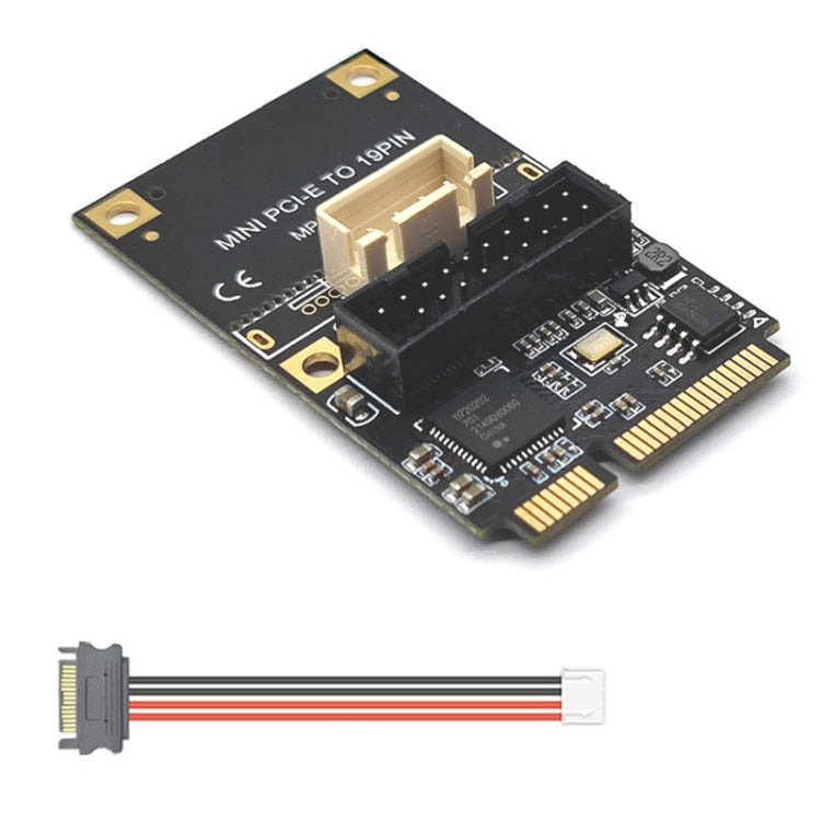 Mini PCI-E To USB3.2 GEN1 Front 19Pin 2 Ports Transfer Card Supports Half High S 4PIN Electric Point - HoMEdemic™ 