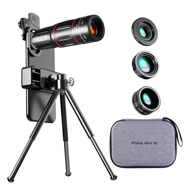 Mobile Phone Universal Lens Telescope 28X + Wide Angle 0.6X + Macro 20X + Fisheye 198 Degree Set, Multi-combination Set - HoMEdemic™ 