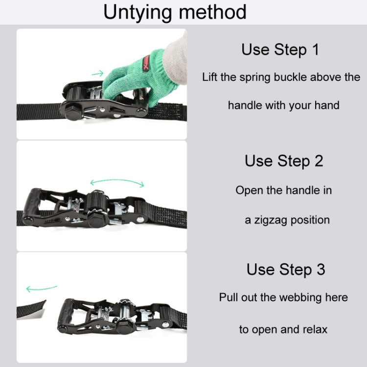 Motorcycle Ratchet Tensioner Cargo Bundling And Luggage Fixing Straps, Length: 3m - HoMEdemic™ 