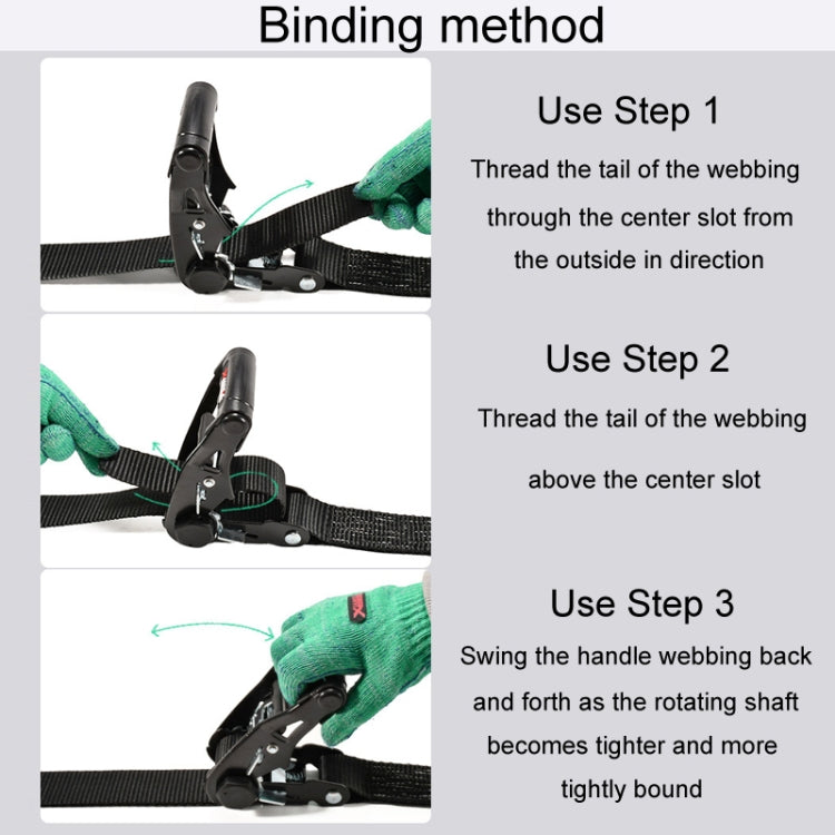 Motorcycle Ratchet Tensioner Cargo Bundling And Luggage Fixing Straps, Length: 4m - HoMEdemic™ 