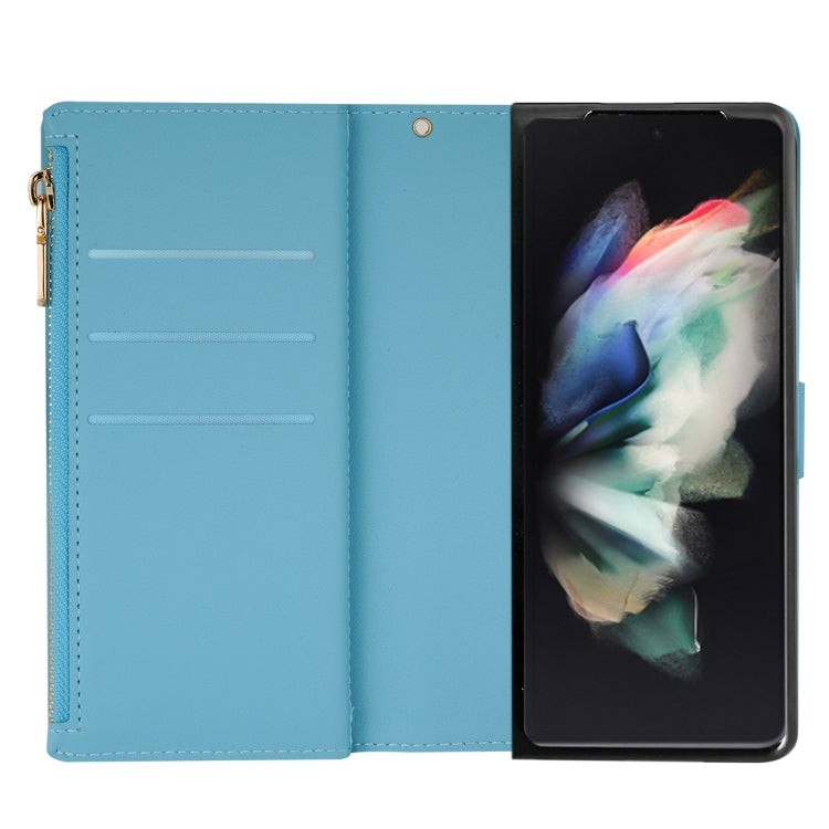 Multi-card Slots Laser Carving Glitter Zipper Leather Case, For Samsung Galaxy Z Fold 4 - HoMEdemic™ 