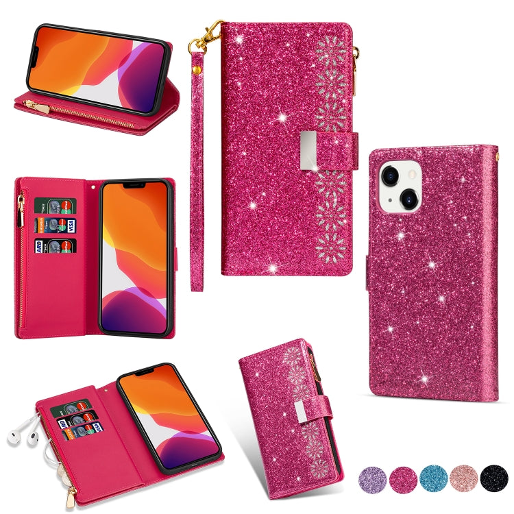 Multi-card Slots Laser Carving Glitter Zipper Leather Case, For iPhone 14, For iPhone 14 Max, For iPhone 14 Pro, For iPhone 14 Pro Max - HoMEdemic™ 