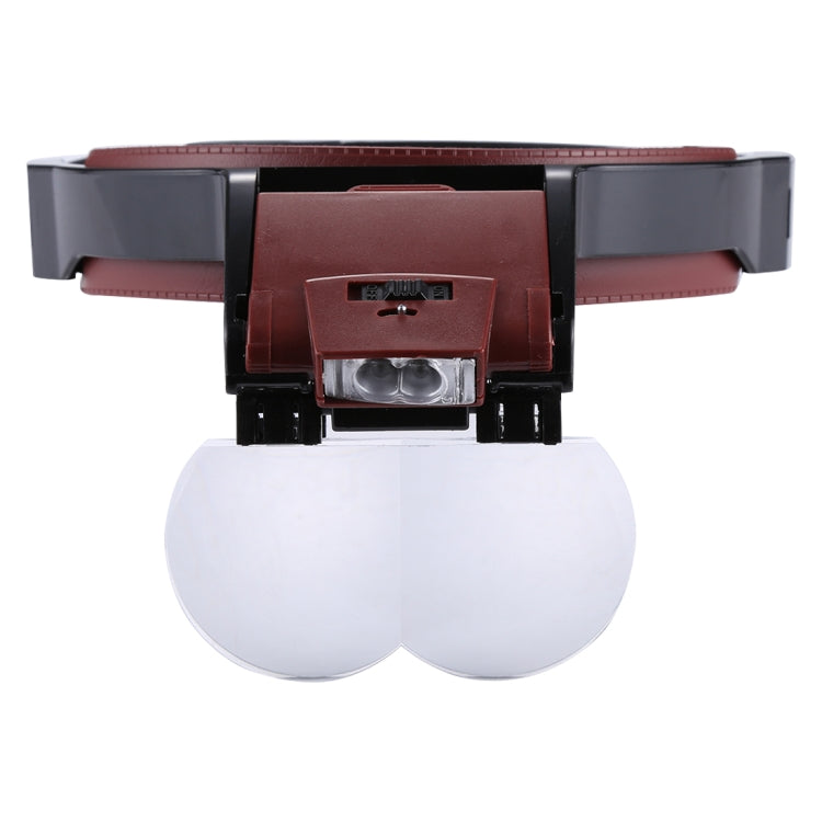 Multi-function Adjustable Maintenance Dentistry Reading Head Magnifier with 2 LED Light & 4 Lenses (1.7X, 2X, 2.5X, 4X), 5 Lens 1.0X-3.5X  (Black) - HoMEdemic™ 