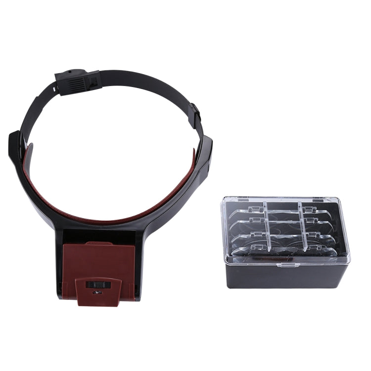 Multi-function Adjustable Maintenance Dentistry Reading Head Magnifier with 2 LED Light & 4 Lenses (1.7X, 2X, 2.5X, 4X), 5 Lens 1.0X-3.5X  (Black) - HoMEdemic™ 