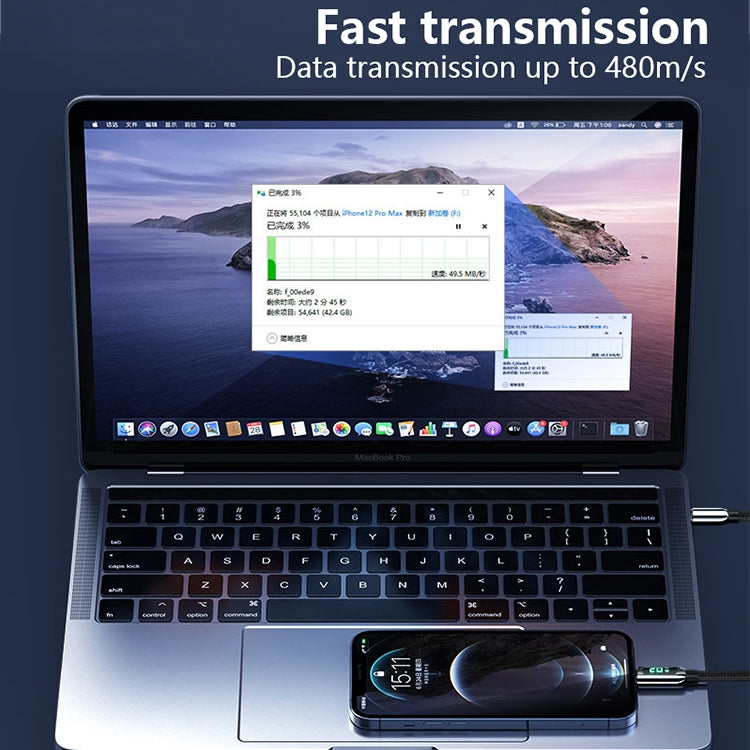 Mutural Li-CC001 1.2m PD20W Digital Display USB-C / Type-C to 8 Pin Charging Data Cable - HoMEdemic™ 