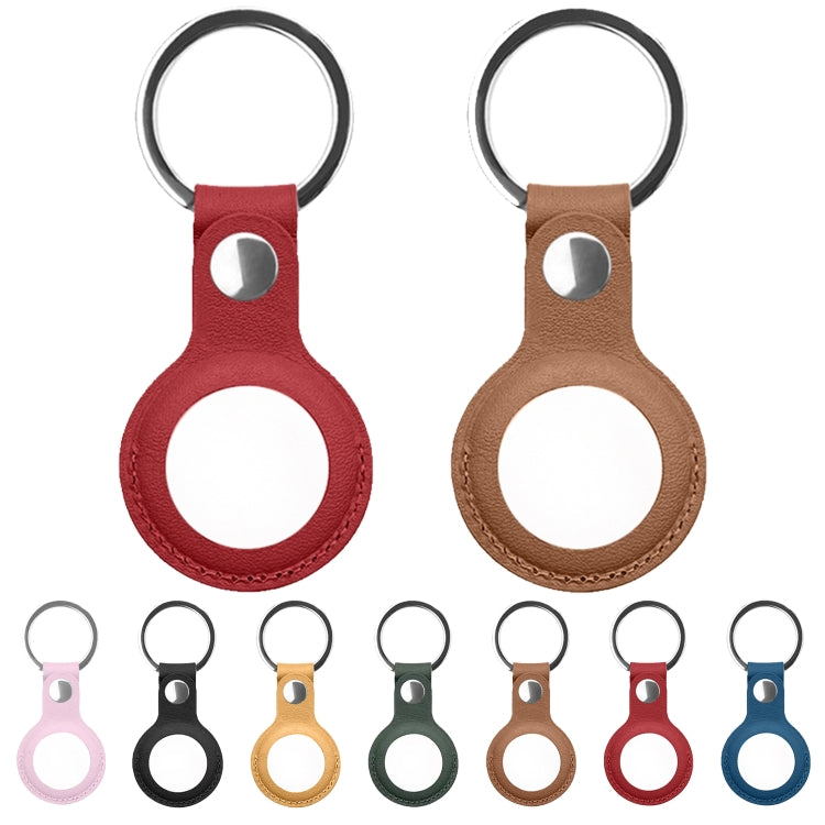 Mutural PU Leather Protective Case with Key Ring for AirTag 2nd Gen / AirTag 1st Gen(Pink) - HoMEdemic™ 