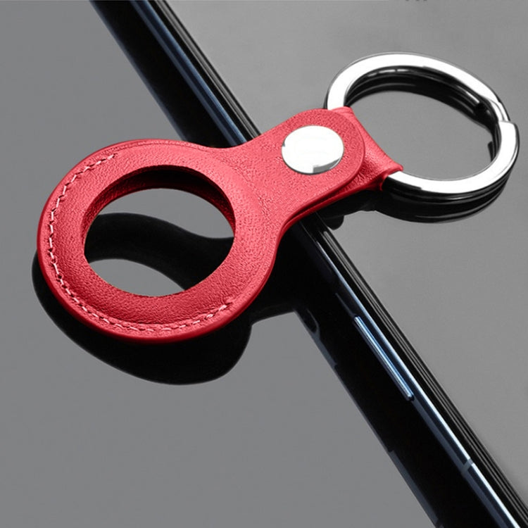Mutural PU Leather Protective Case with Key Ring for AirTag 2nd Gen / AirTag 1st Gen(Red) - HoMEdemic™ 