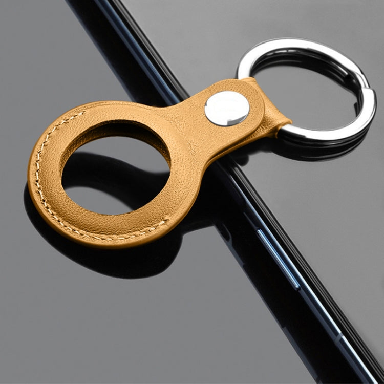 Mutural PU Leather Protective Case with Key Ring for AirTag 2nd Gen / AirTag 1st Gen(Yellow) - HoMEdemic™ 
