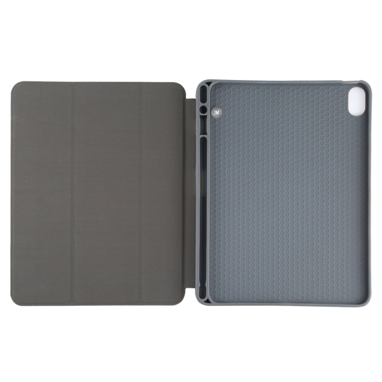 Mutural YASHI Series TPU + PU Cloth Pattern Texture Horizontal Flip Leather Case with Three-folding Holder & Pen Slot & Wake-up / Sleep Function For iPad Air 2022 / 2020 10.9(Black) - HoMEdemic™ 