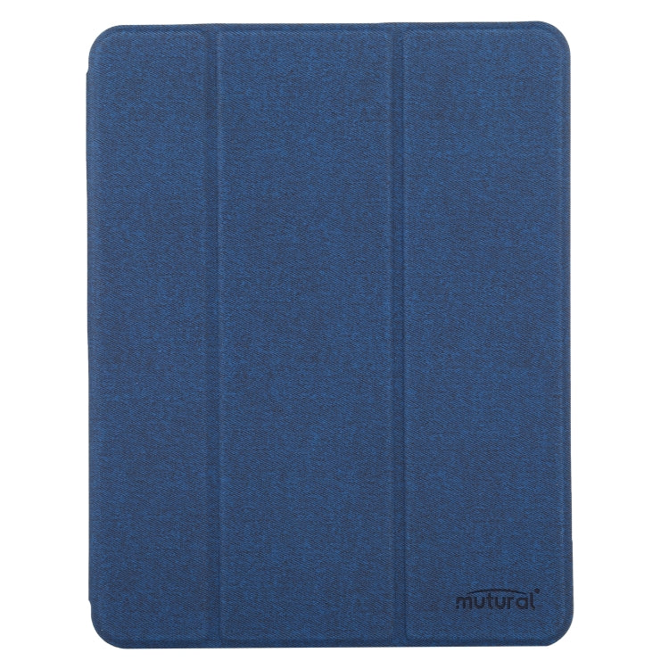 Mutural YASHI Series TPU + PU Cloth Pattern Texture Horizontal Flip Leather Case with Three-folding Holder & Pen Slot & Wake-up / Sleep Function For iPad Air 2022 / 2020 10.9(Blue) - HoMEdemic™ 