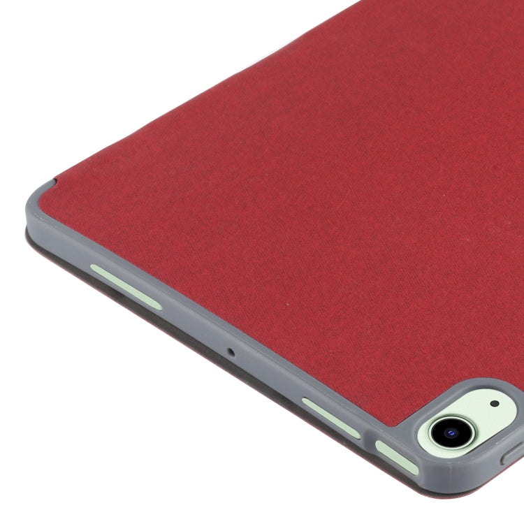 Mutural YASHI Series TPU + PU Cloth Pattern Texture Horizontal Flip Leather Case with Three-folding Holder & Pen Slot & Wake-up / Sleep Function For iPad Air 2022 / 2020 10.9(Red) - HoMEdemic™ 