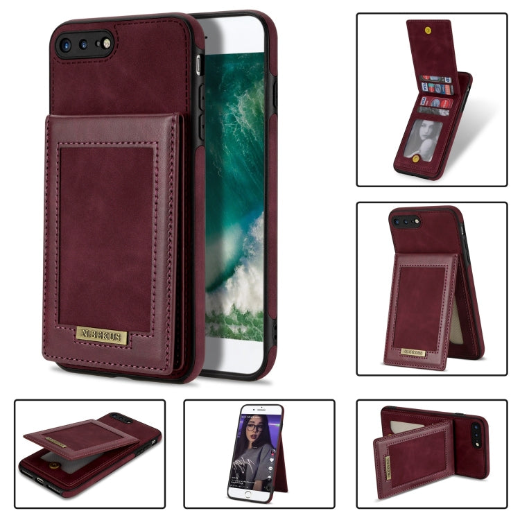 N.BEKUS Vertical Flip Card Slot RFID Phone Case For iPhone 8 Plus / 7 Plus(Wine Red) - HoMEdemic™ 
