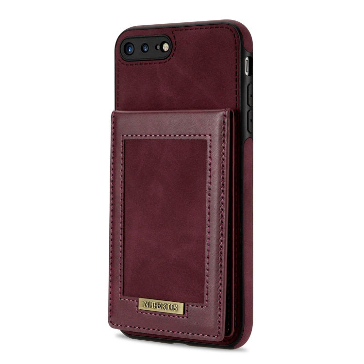N.BEKUS Vertical Flip Card Slot RFID Phone Case For iPhone 8 Plus / 7 Plus(Wine Red) - HoMEdemic™ 