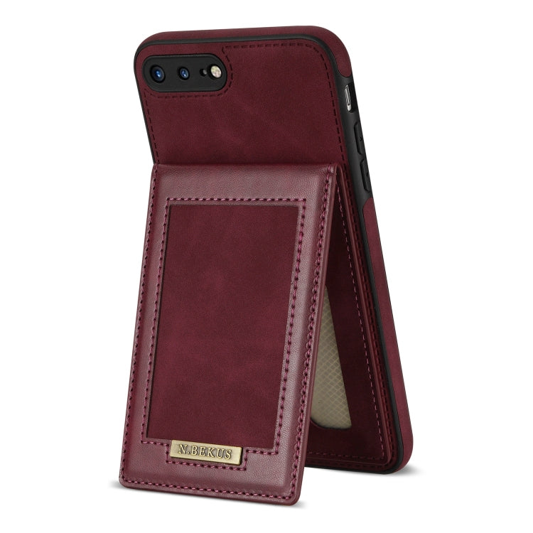 N.BEKUS Vertical Flip Card Slot RFID Phone Case For iPhone 8 Plus / 7 Plus(Wine Red) - HoMEdemic™ 