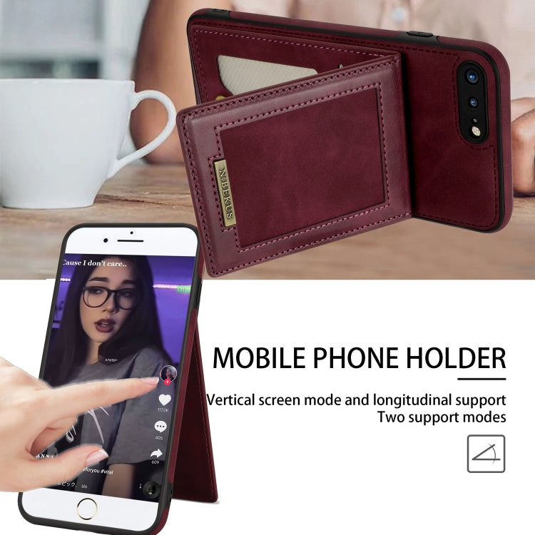 N.BEKUS Vertical Flip Card Slot RFID Phone Case For iPhone 8 Plus / 7 Plus(Wine Red) - HoMEdemic™ 