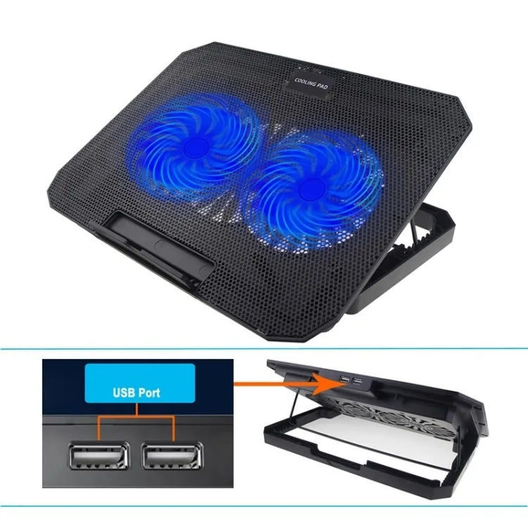 N11 USB Port 8-Gear Adjustable Height Dual Mute Fan Desktop Laptop Cooling Stand - HoMEdemic™ 
