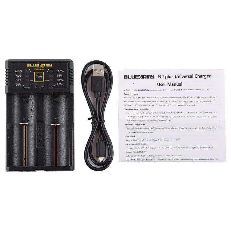N2 PLUS Micro USB Smart Battery Charger with Indicator Light for 26650, 18650,18500, 14500, 16340(RCR123) IMR / Li-on Battery or AA, AAA, AAAA, C Ni-MH / Ni-Cd Battery - HoMEdemic™ 