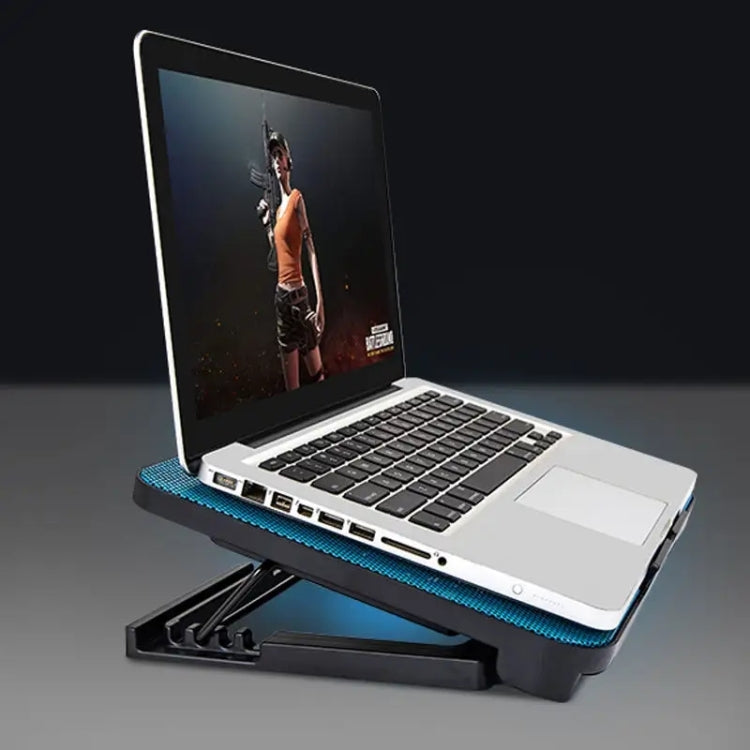 N99 USB Dual Fan Hollow Carved Design Heat Dissipation Laptop Cooling Pad(Black) - HoMEdemic™ 