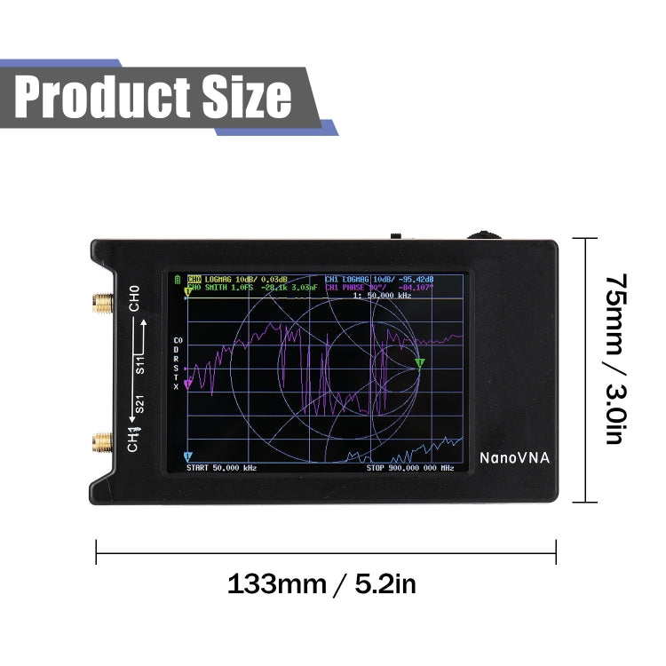 NANOVNA-H Upgraded Version 2.8 Inch TFT 50Khz-1.5Ghz Vector Network Antenna Analyzer MF HF VHF UHF With SD Card Slot Without Card, 4 Inch - HoMEdemic™ 