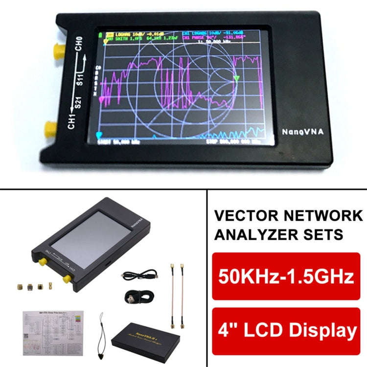 NANOVNA-H Upgraded Version 2.8 Inch TFT 50Khz-1.5Ghz Vector Network Antenna Analyzer MF HF VHF UHF With SD Card Slot Without Card, 4 Inch - HoMEdemic™ 