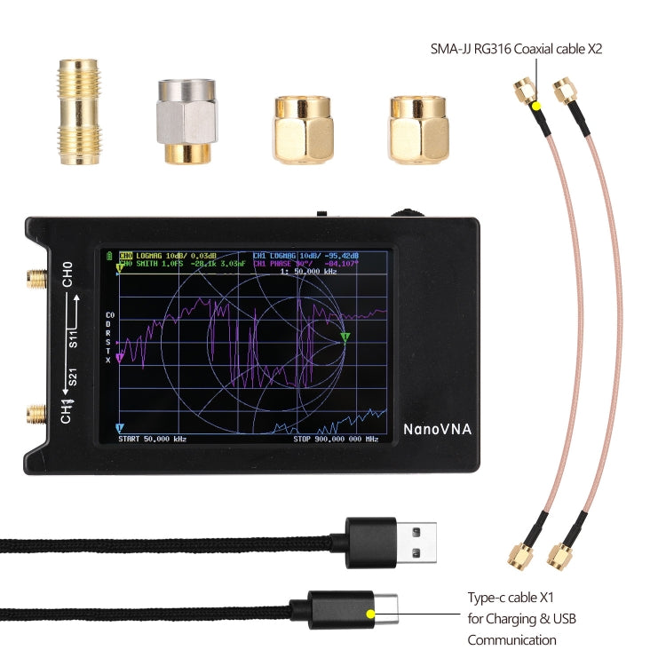 NANOVNA-H Upgraded Version 2.8 Inch TFT 50Khz-1.5Ghz Vector Network Antenna Analyzer MF HF VHF UHF With SD Card Slot Without Card, 4 Inch - HoMEdemic™ 