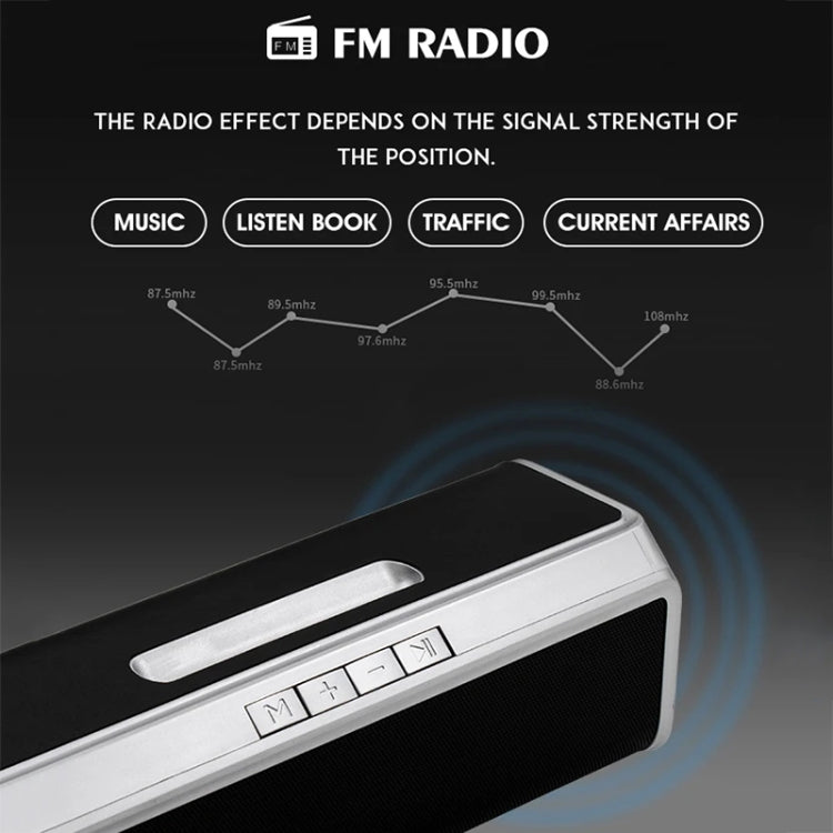 NBY 6690 TWS Couplet FM Multifunctional Desktop Plug-in Card Bluetooth Speaker(Silver) - HoMEdemic™ 
