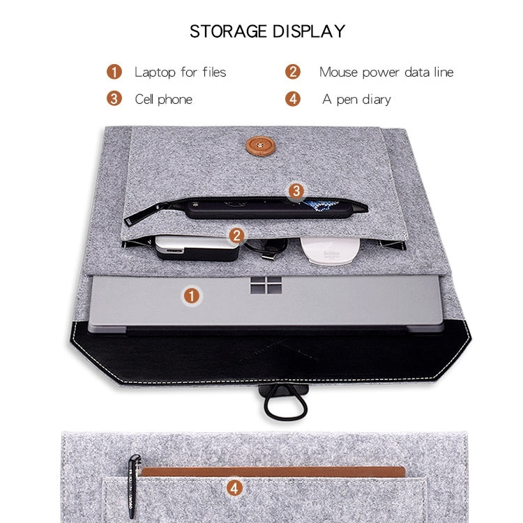 ND06 Multi-purpose Felt Button Laptop Inner Bag for 12.5 inch Laptop, 12.5 inch - HoMEdemic™ 