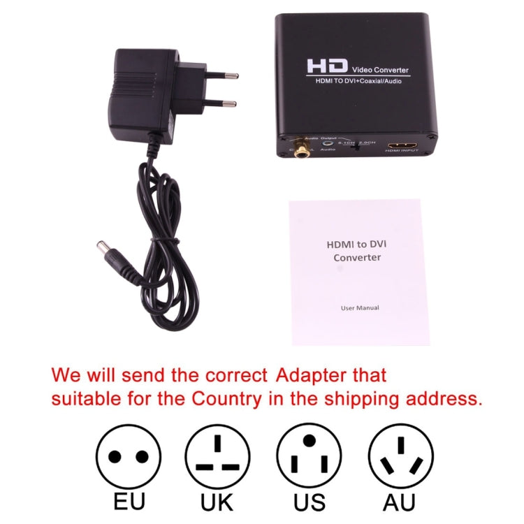 NEWKENG X5 HDMI to DVI with Audio 3.5mm Coaxial Output Video Converter, US Plug - HoMEdemic™ 