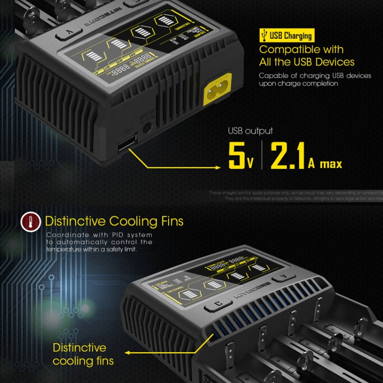 NITECORE 4-Slot Smart LCD Fast Charger, Model: SC4(UK Plug) - HoMEdemic™ 