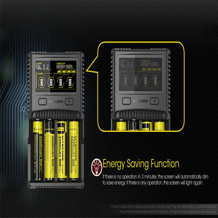 NITECORE 4-Slot Smart LCD Fast Charger, Model: SC4(UK Plug) - HoMEdemic™ 